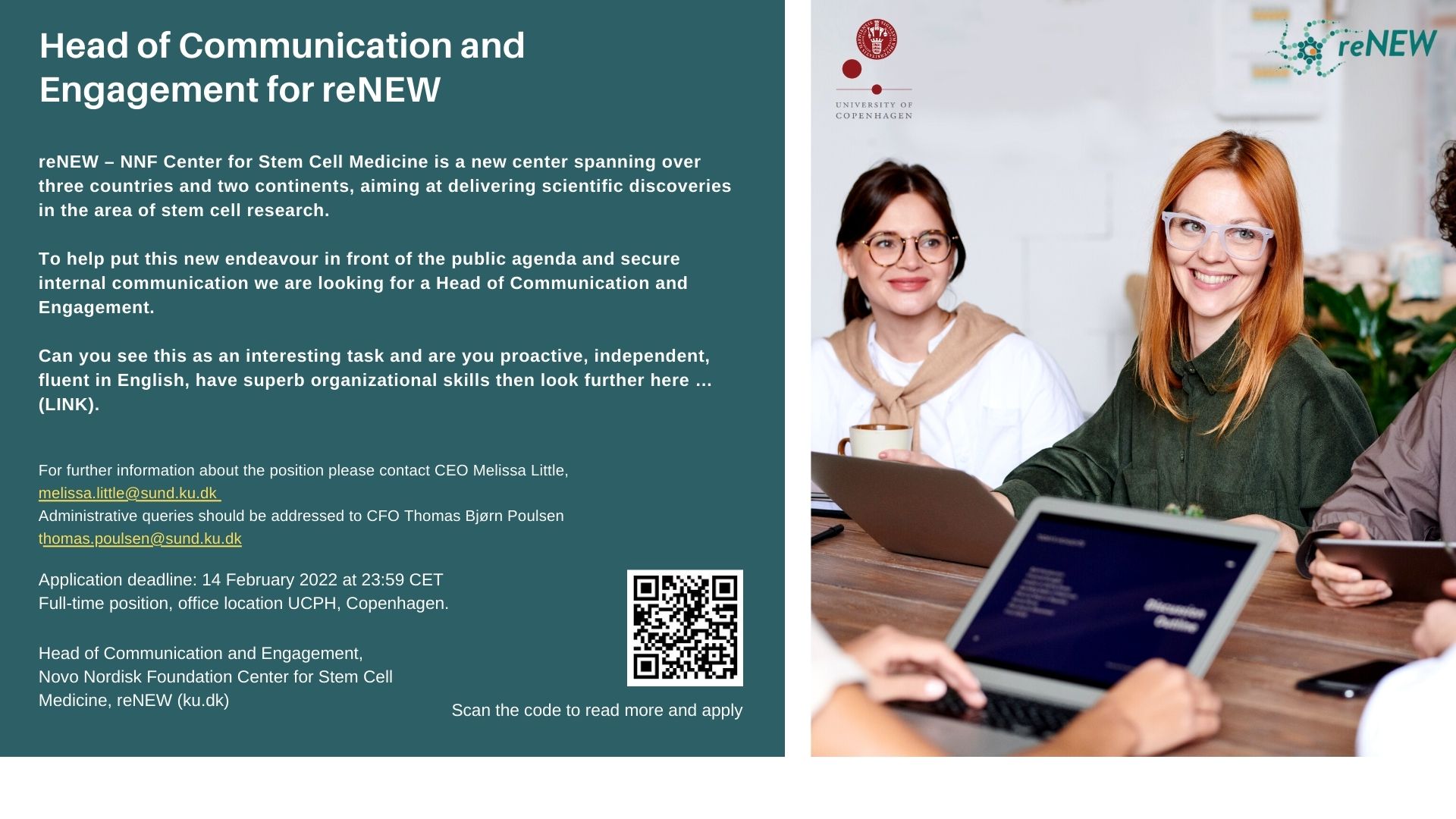 Head of Communication and Engagement Eurostemcell